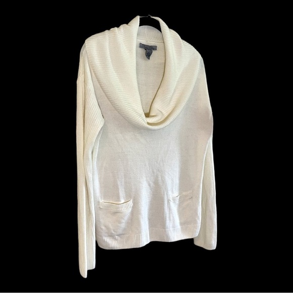 OLIVIA SKY, WHITE, LARGE, COWL NECK SWEATER. RIBBED COWL NECK & SLEEVES. SIZE L - Picture 2 of 7